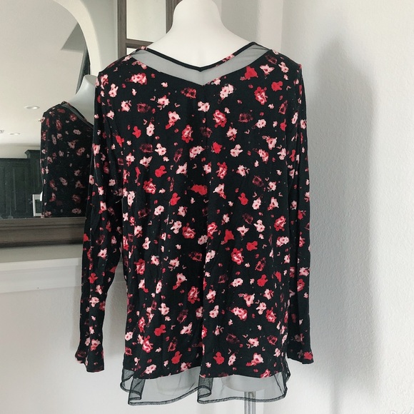 Lane Bryant Top Floral Lace Mesh Lace Trim Sweatshirt Plus Size 14/16 - Picture 5 of 7